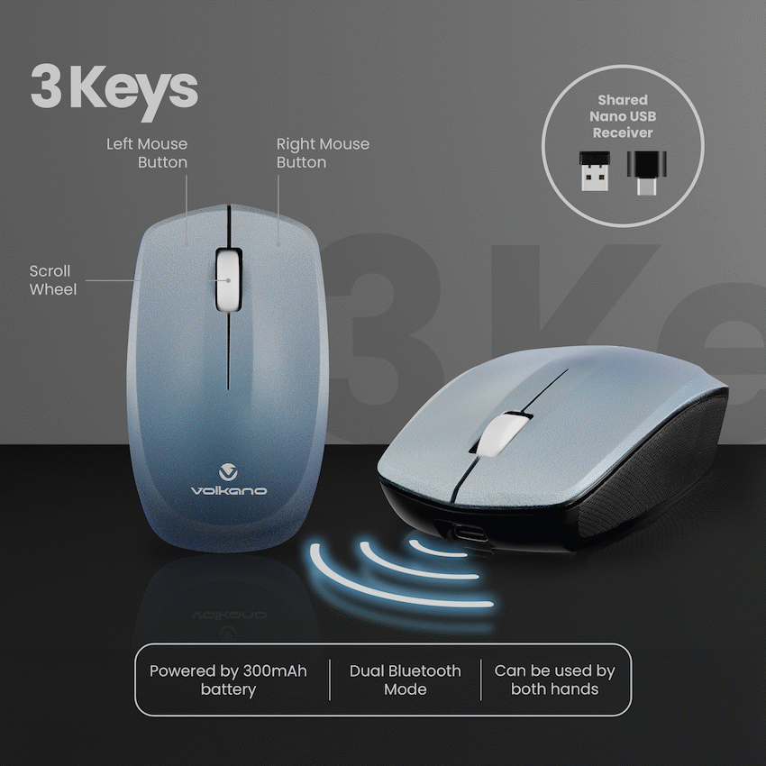 Volkano Prism Series Bluetooth Wireless Keyboard and Mouse - Grey - image 4