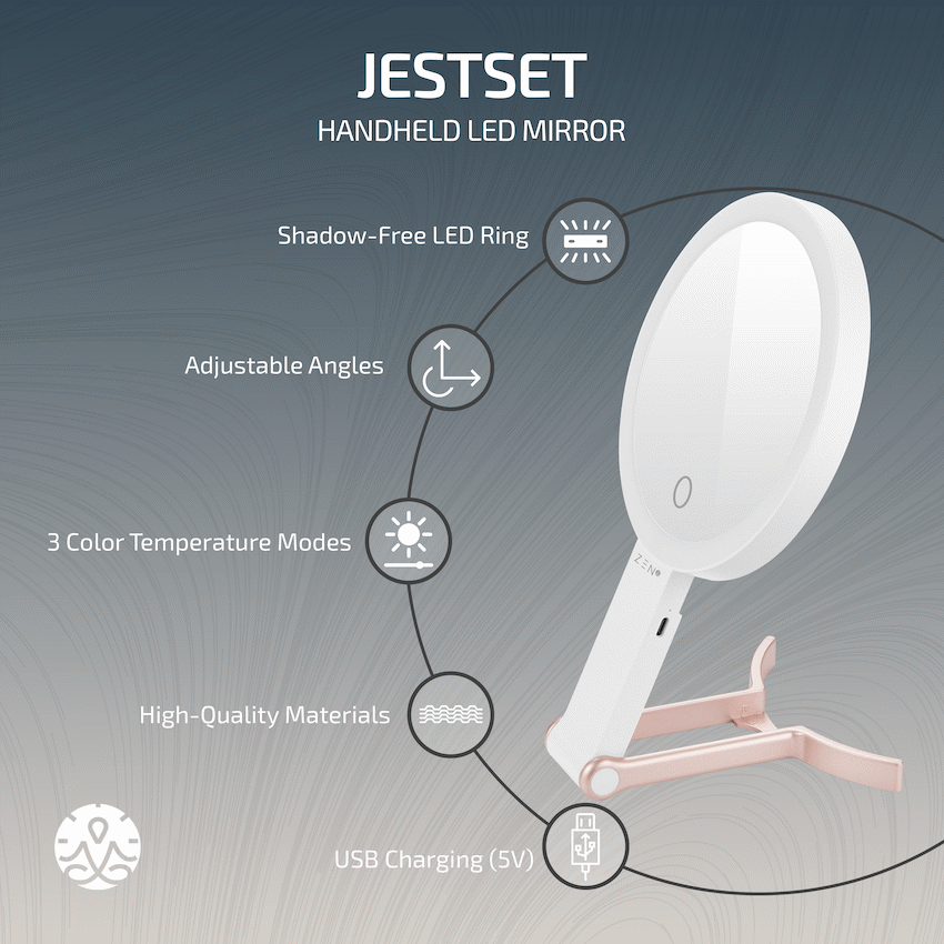 ZEN JestSet Series Portable Handheld LED Mirror - White - image 4