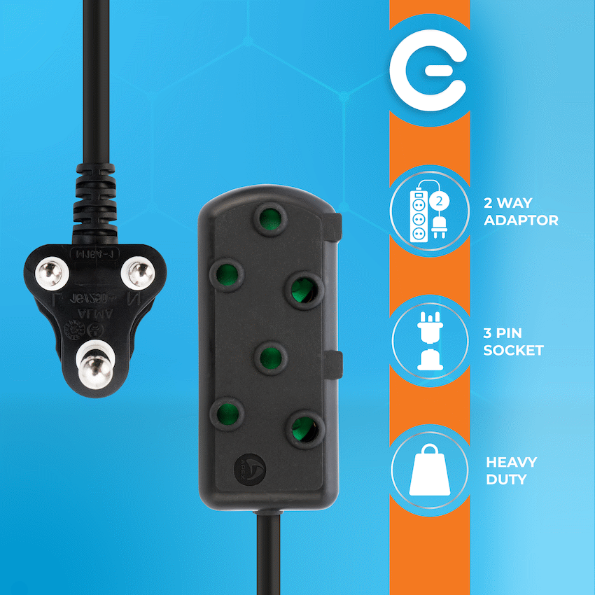 SWITCHED Heavy DUTY Side By Side(SBS) EXTENSION LEADS 3M - BK - image 4