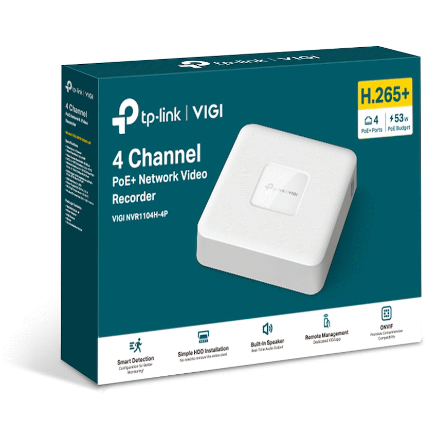 TP-Link Vigi NVR1104H-4P 4 Channel PoE Network Video Recorder - image 4