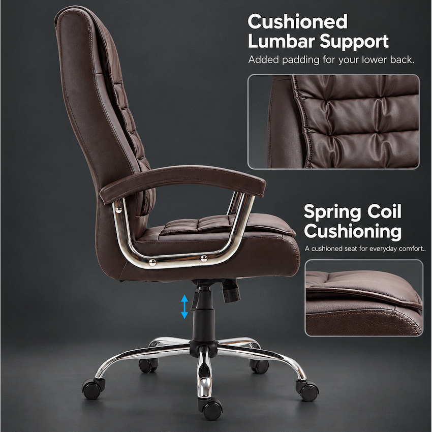 Everfurn Louis High Back Office Chair - Coffee - image 4
