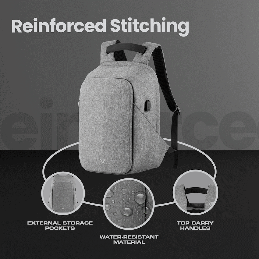 Volkano Trident 15.6" Laptop Backpack - Grey - image 4
