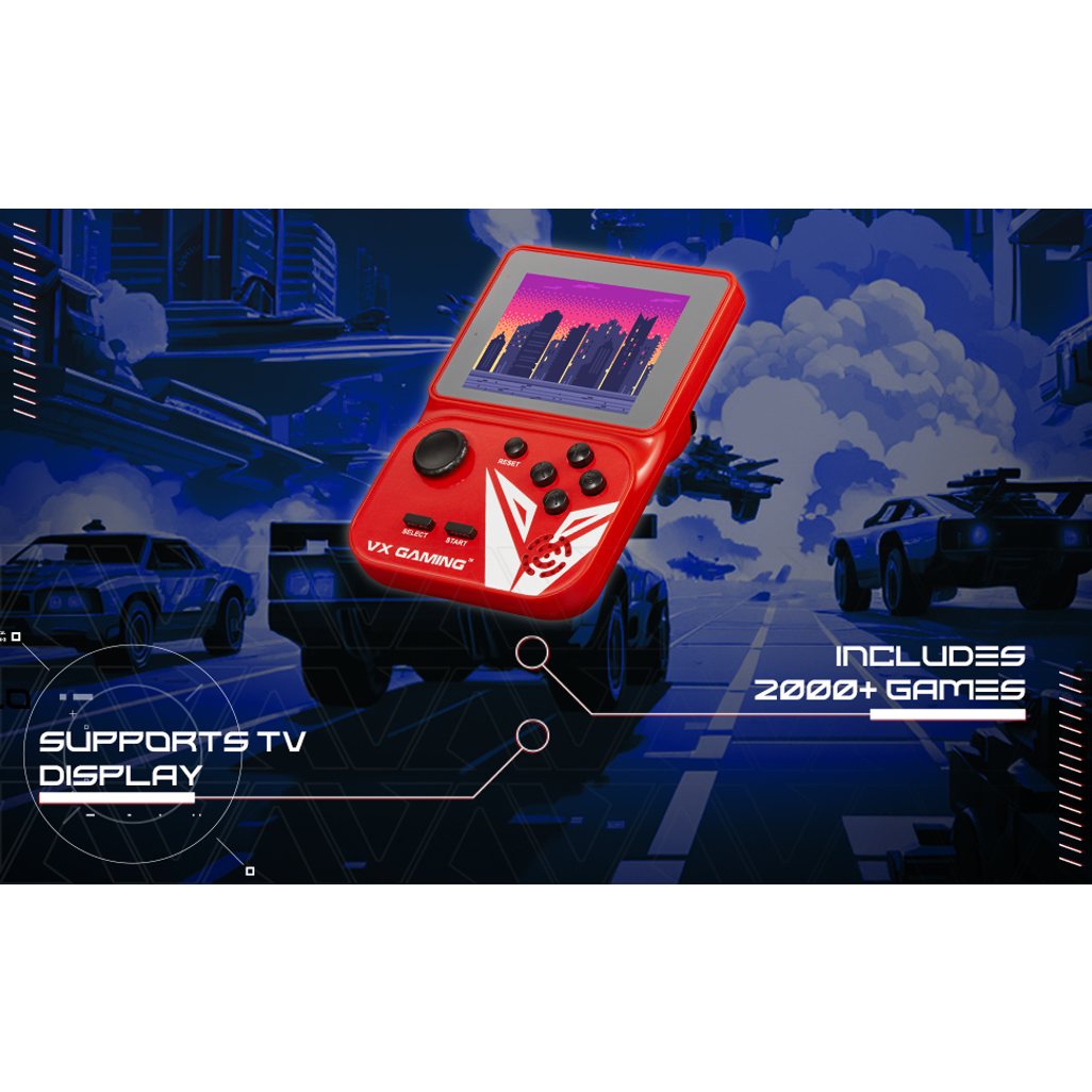 VX Gaming Nostalgia Series Handheld Retro Game Station with 4gb Micro SD - Red