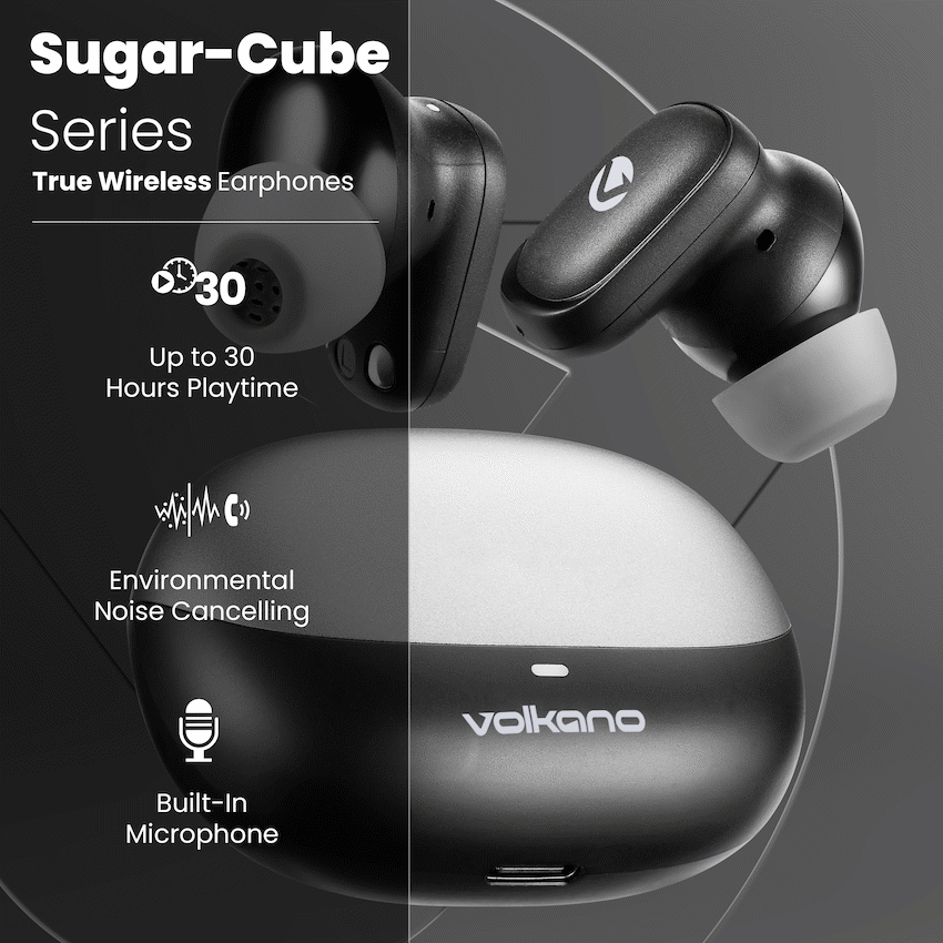 Volkano Sugar-Cube Active Noise Cancelling True Wireless Earphones - Black - image 4