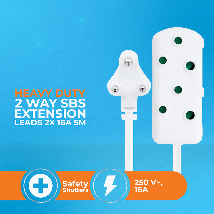 Switched Heavy Duty Side by Side (SBS) Extension Leads 5m - WT - image 4