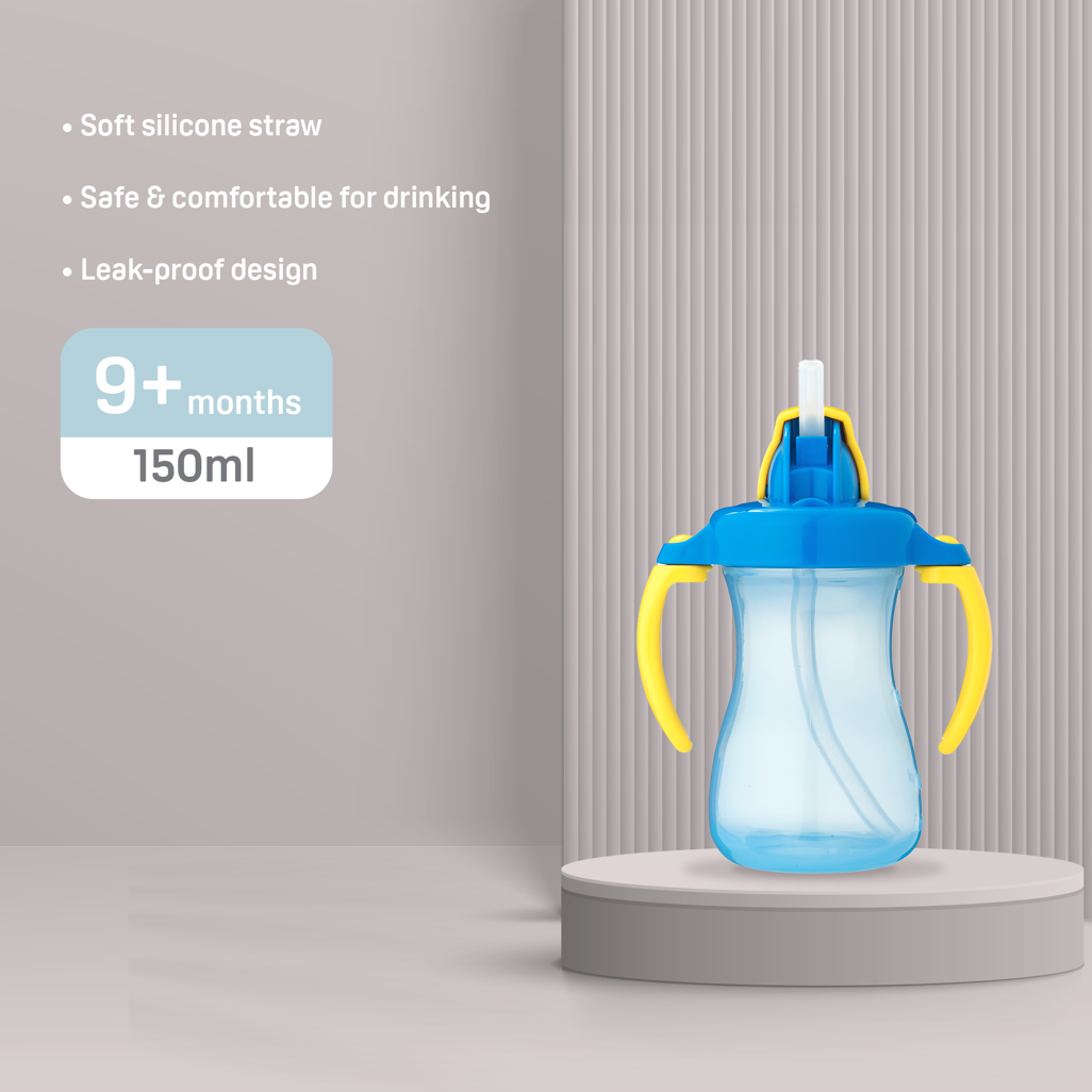 PIGEON PETITE STRAW BOTTLE 150ML BLUE
