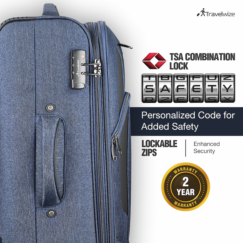 Travelwize Aurora 55cm 4-Wheel Spinner Trolley Case - Navy Melange - image 4