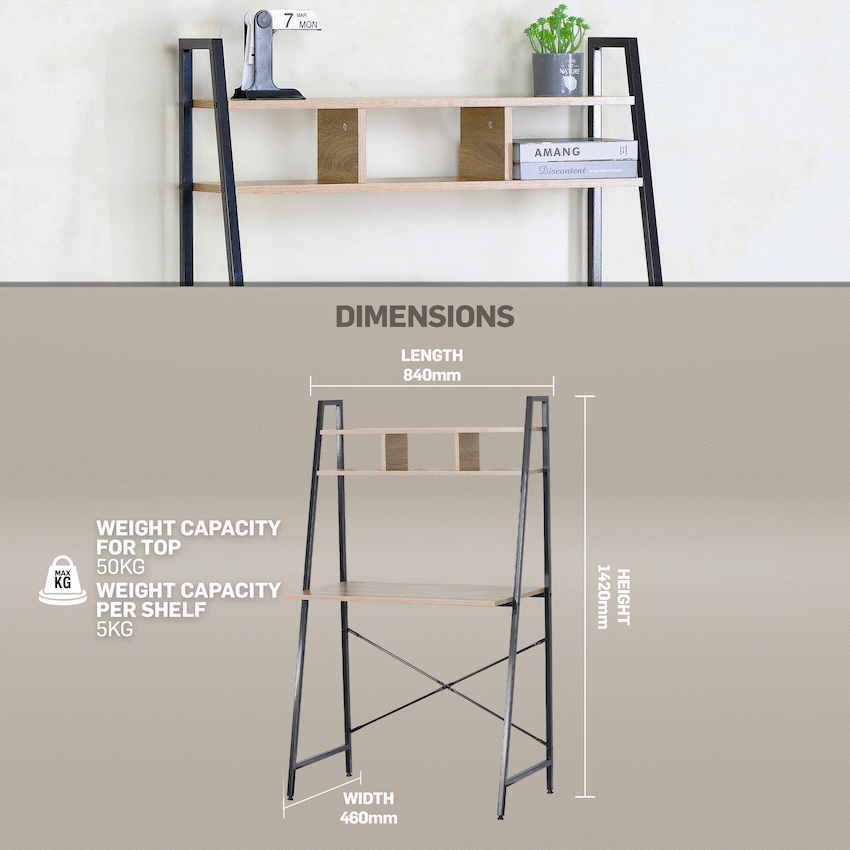 Everfurn Vesa Office Desk - Oak & Black - image 4