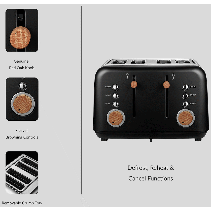 Boden Stark Anson Collection 4-Slice Stainless Steel Toaster - Black - image 4