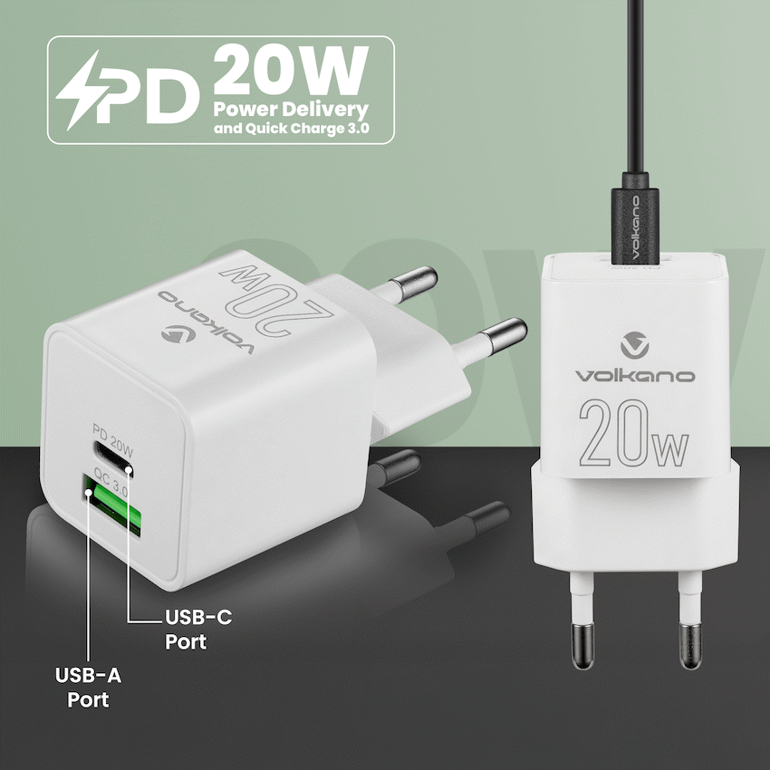 Volkano Dyna Duo 20w PD + QC 3.0 Wall Charger - image 4