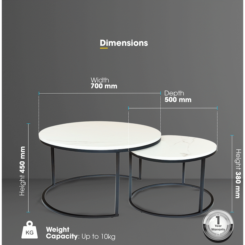 Everfurn Nile Nesting Coffee Table - Marble White - image 4