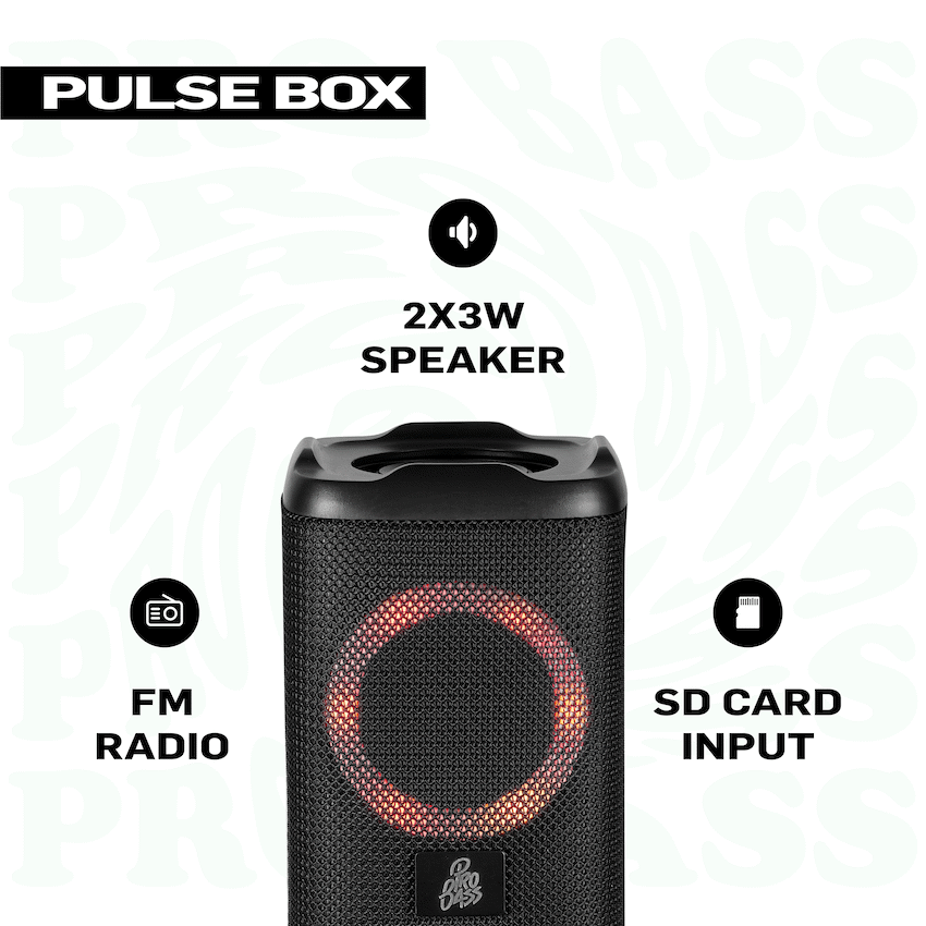 Pro Bass Pulse Box Portable Bluetooth Speaker - Black - image 4