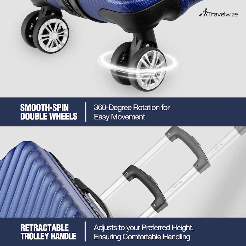 Travelwize Astra ABS 55cm 4-Wheel Spinner Luggage - Navy - image 4