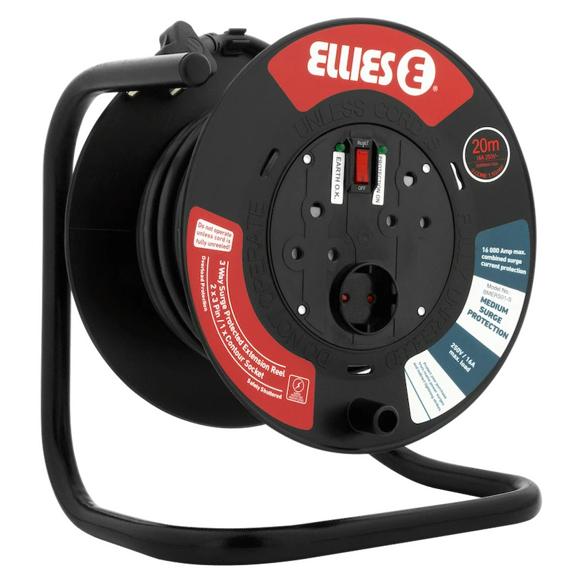 Ellies Heavy Duty Surge Extension Reel - 20m - BK - image 4