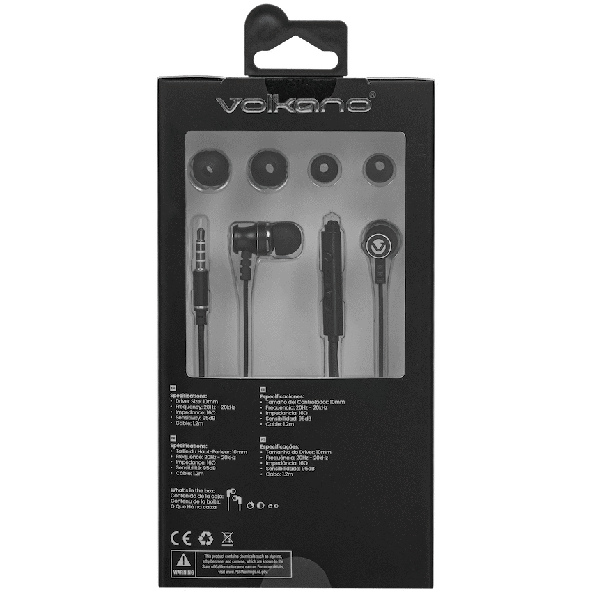 Volkano Earphones with Mic - STANNIC SERIES - Black - image 4