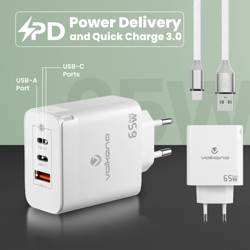 Volkano Potent Trio 65w GaN 3 Port Wall Charger - image 4