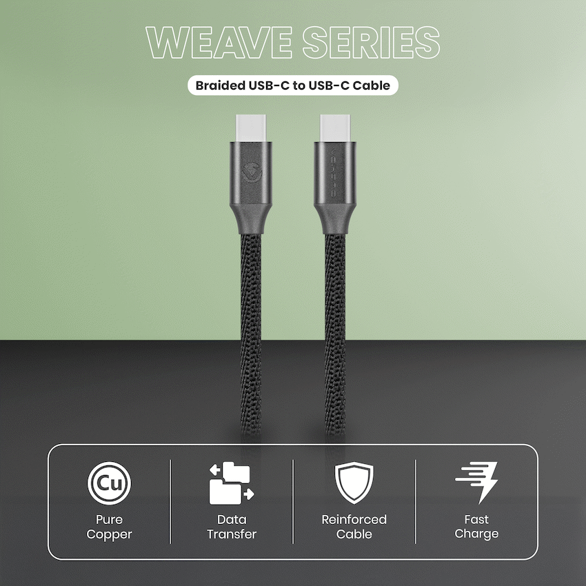 Volkano Weave Series Type-C to Type-C Cable (1.2m, 60w) - Black - image 4
