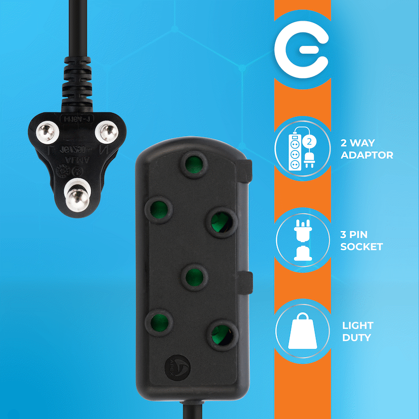SWITCHED Light DUTY Side by Side (SBS) EXTENSION LEADS 10M - BK - image 4