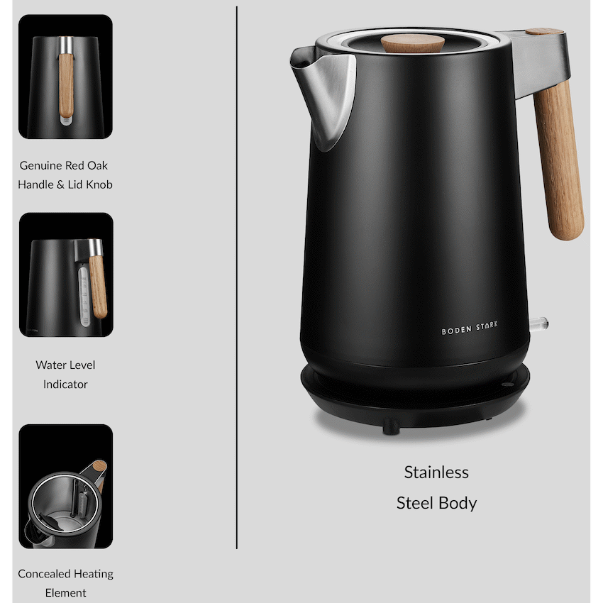 Boden Stark Anson Collection 1.7l 2000w Stainless Steel Kettle - Black - image 4