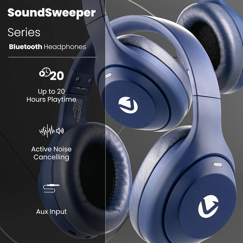 Volkano SoundSweeper Series Active Noise Cancelling bluetooth Headphones - Blue - image 4