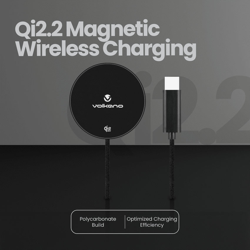 Volkano Magni Series Qi2.2 25W Wireless Charging Pad - Black - image 4