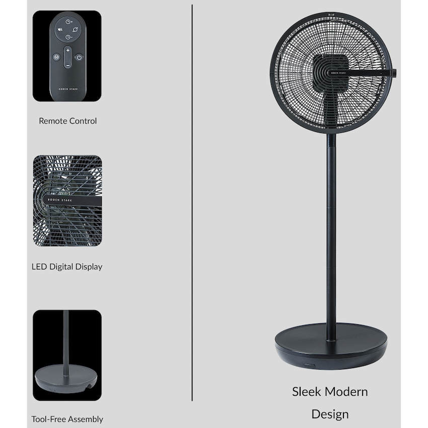 Boden Stark LED Display Stand Fan - Black - image 4