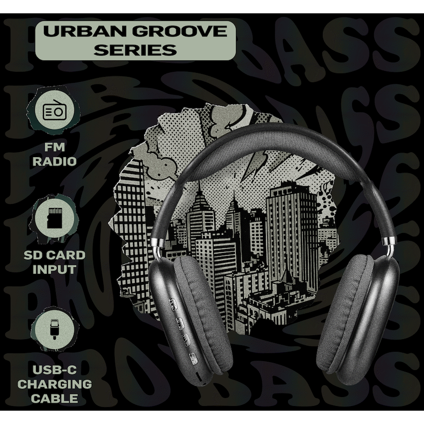 Pro Bass Urban Groove Series Bluetooth Headphones - Black - image 4