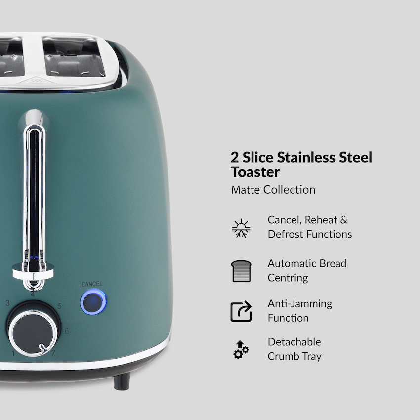 Boden Stark Matte Stainless Steel Toaster - Green - image 4