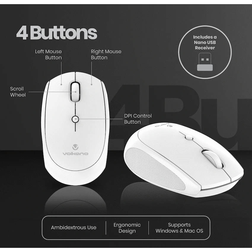 Volkano Talc Wireless Mouse - White - image 4