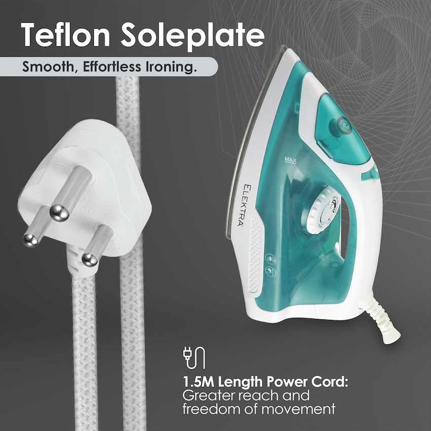 Elektra 1200W Steam Iron - Green - image 4