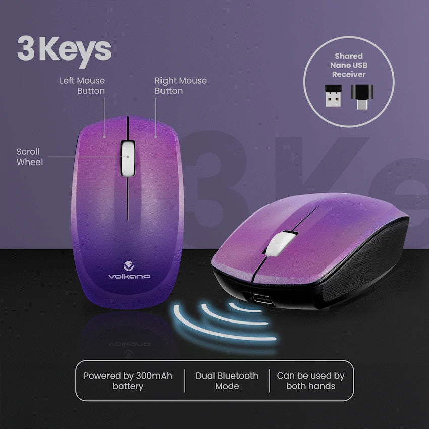 Volkano Prism Series Bluetooth Wireless Keyboard and Mouse - Purple - image 4