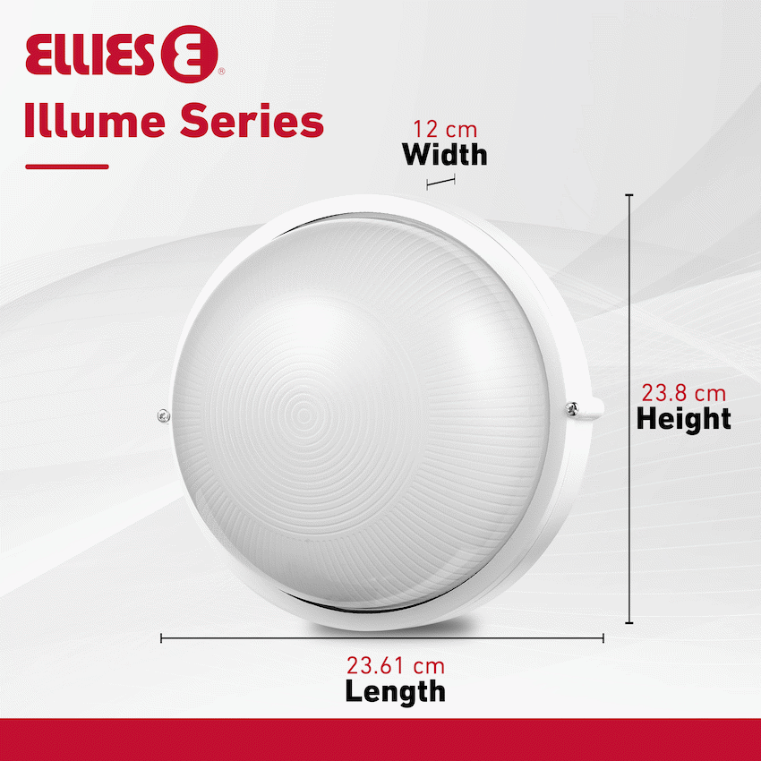 Ellies Illume Series - Large AC Round Bulkhead - Aluminium + Glass - E27 Base -WT - image 4
