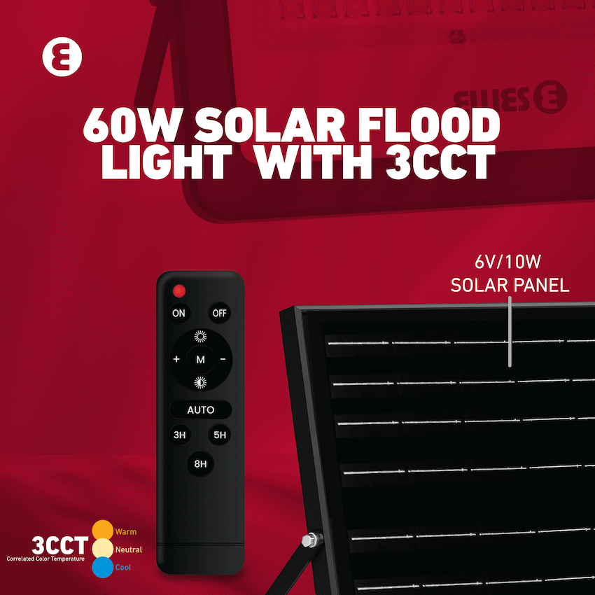 Ellies Nebula Series 60W Solar Flood Light  with 3CCT -BK - image 4