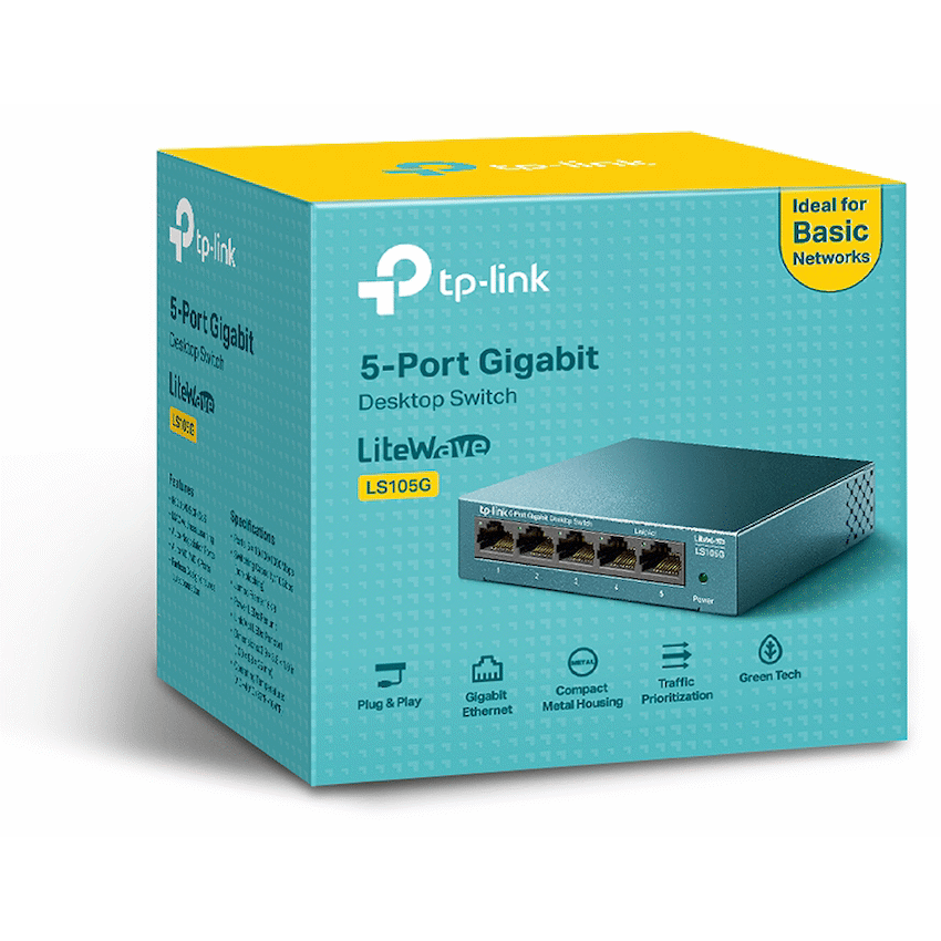 TP-Link LS105G LiteWave 5-Port Gigabit Desktop Switch - image 4