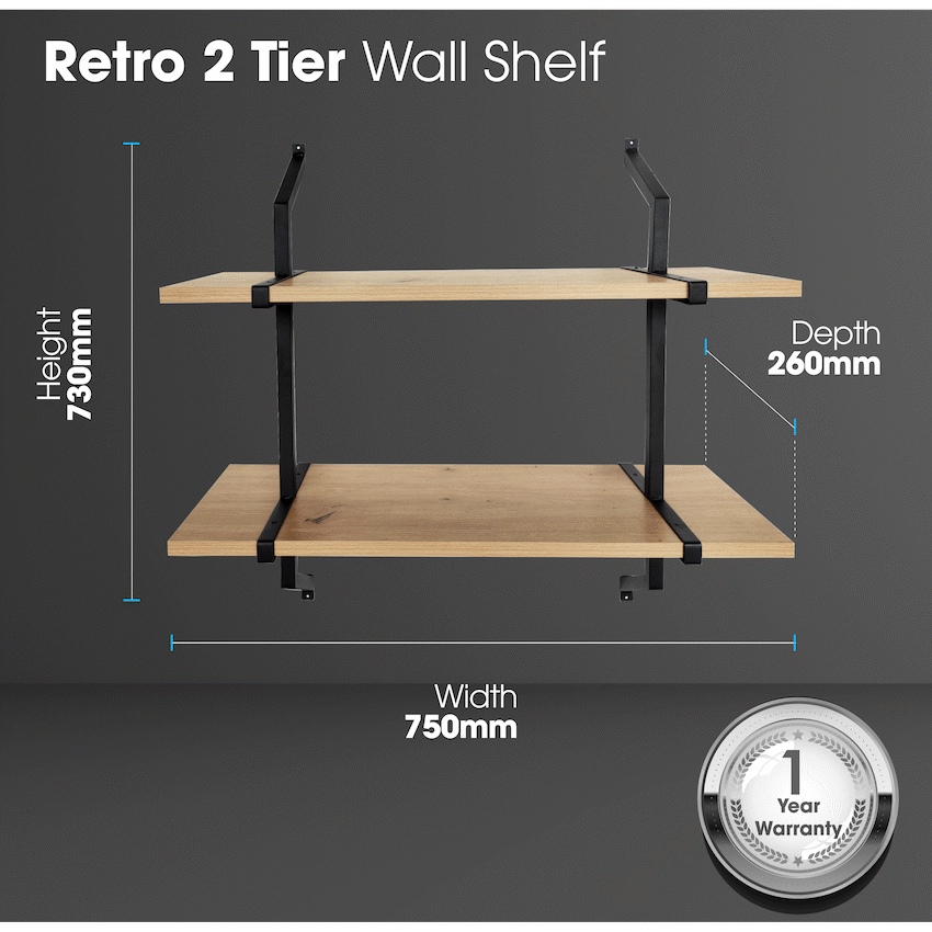 Everfurn Retro 2 Tier Wall Shelf - image 4
