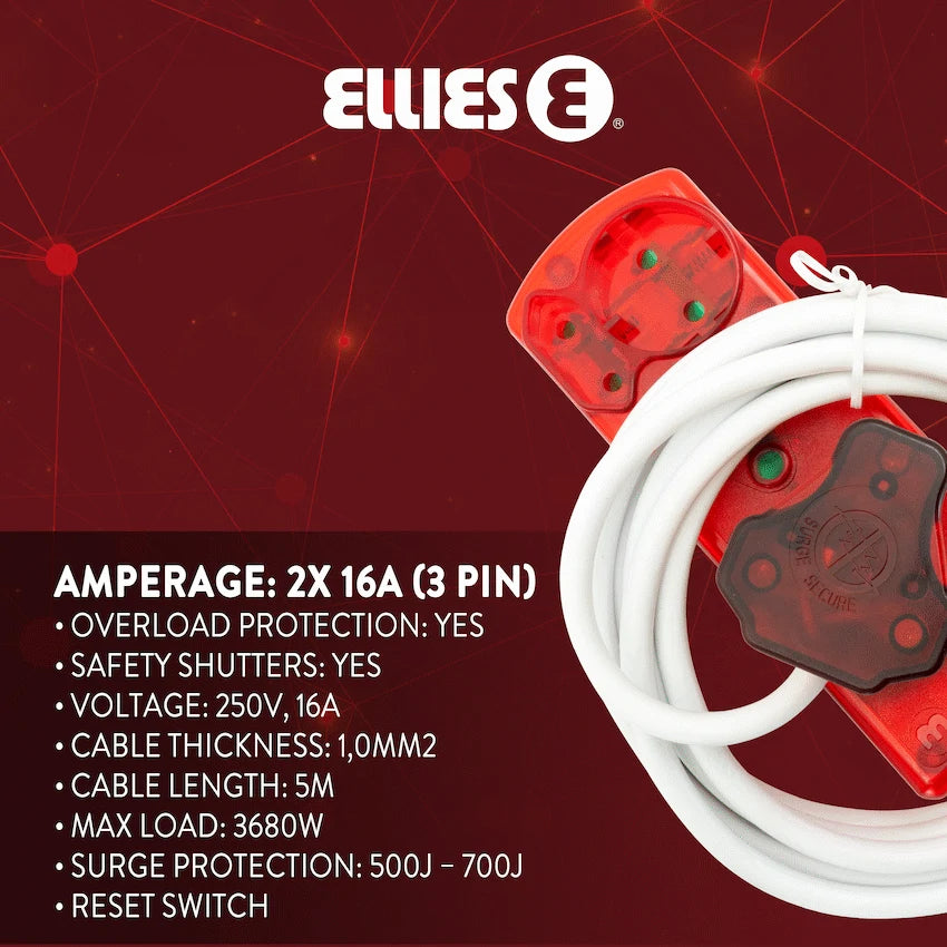 Ellies 4 Way High Surge Extension Lead - 3M - image 4