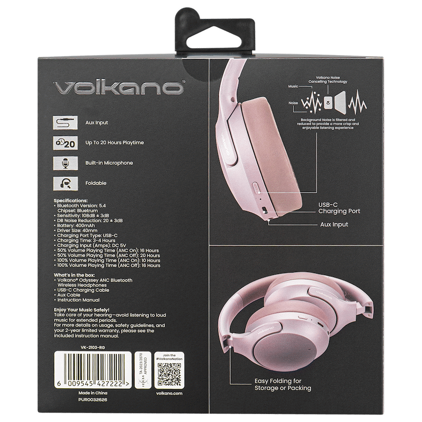 Volkano Odyssey ANC Bluetooth Wireless Headphone - Rose Gold - image 4