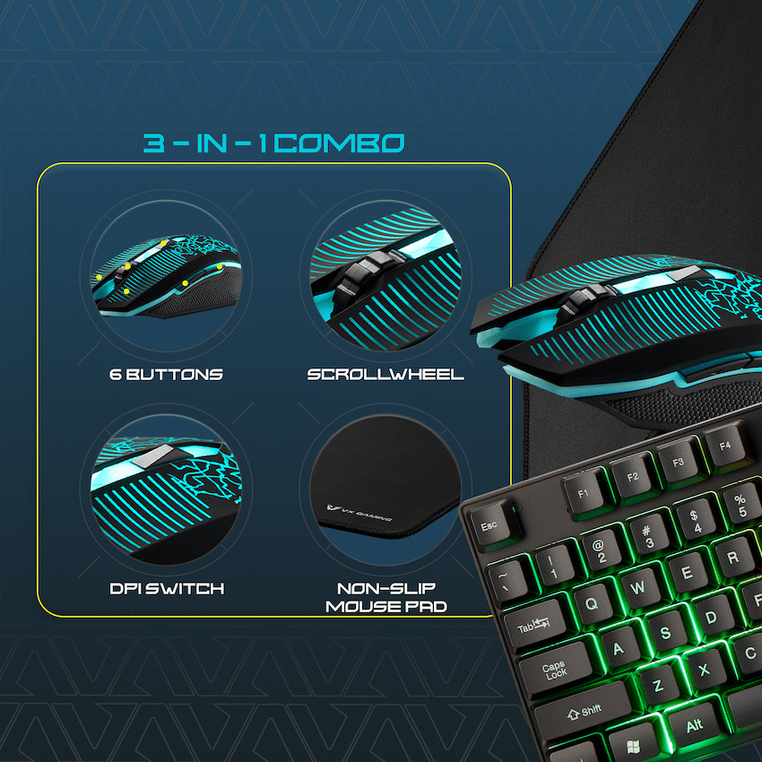 VX Gaming Artemis series 3-in-1 Combo KB, Mouse, Mousepad - image 4