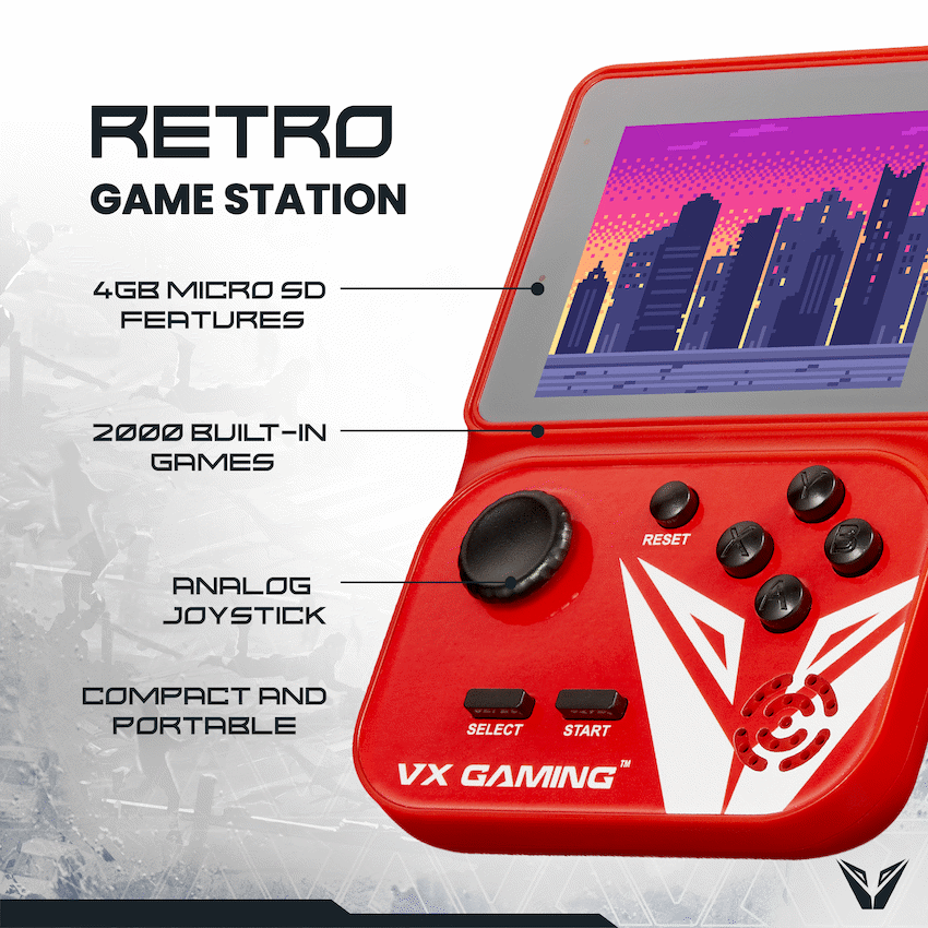 VX Gaming Nostalgia Series Handheld Retro Game Station with 4gb Micro SD - Red - image 4