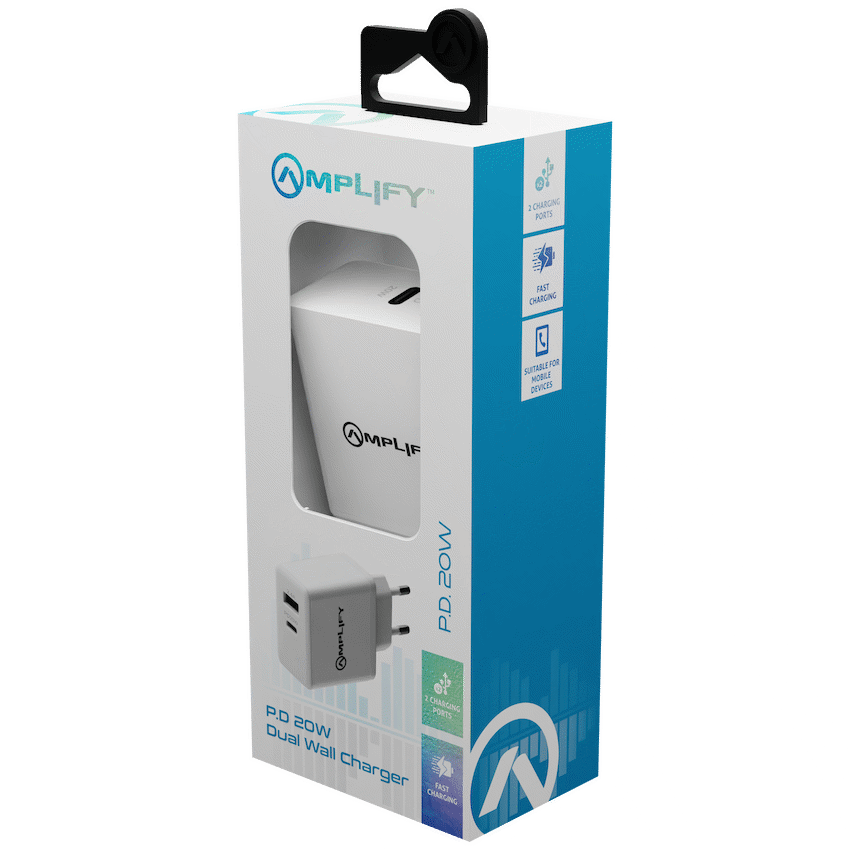 Amplify P.D. 20w Plus USB 12w Dual Wall Charger - White - image 4