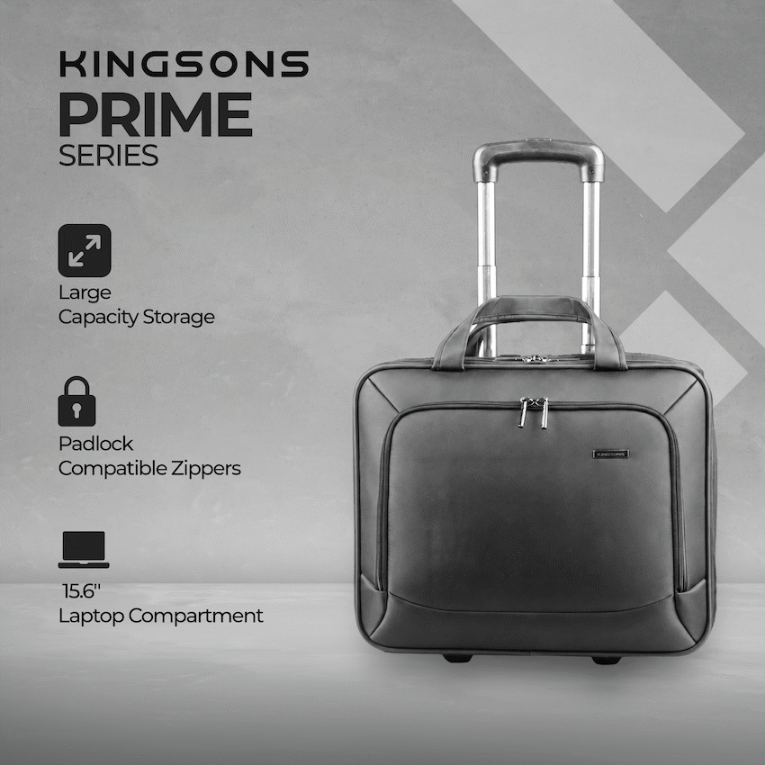 Kingsons Prime 15.6" Laptop Trolley Bag - Black - image 4