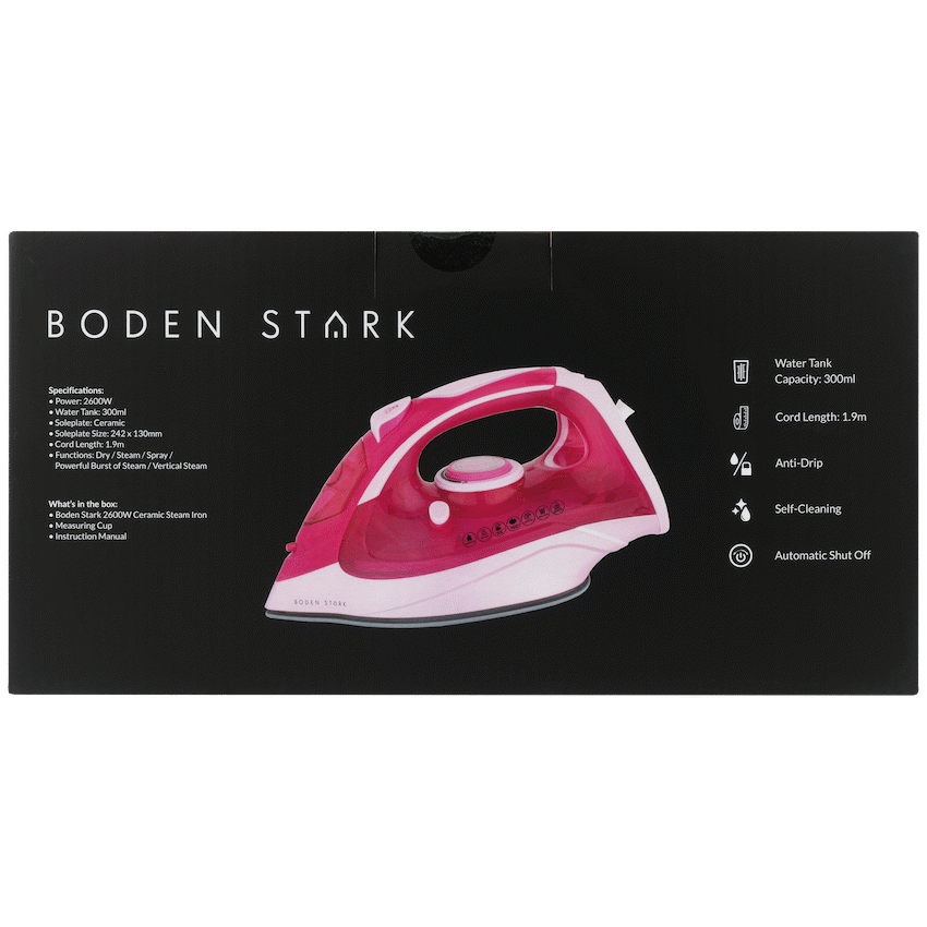 Boden Stark 2600W Ceramic Steam Iron - Pink - image 4