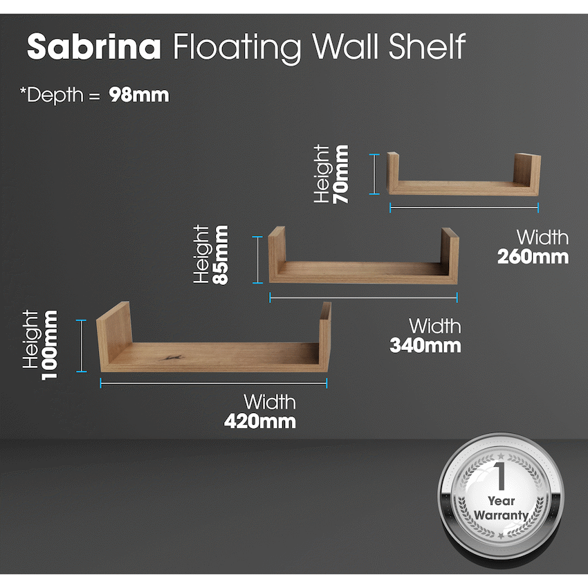 Everfurn Sabrina Floating Wall Shelves - Set of 3 - image 4