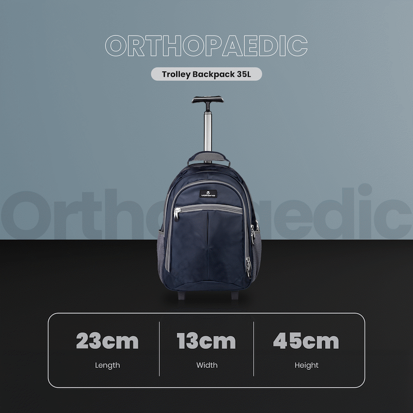 Volkano Orthopaedic Trolley Backpack 27L - Navy/Grey - image 4