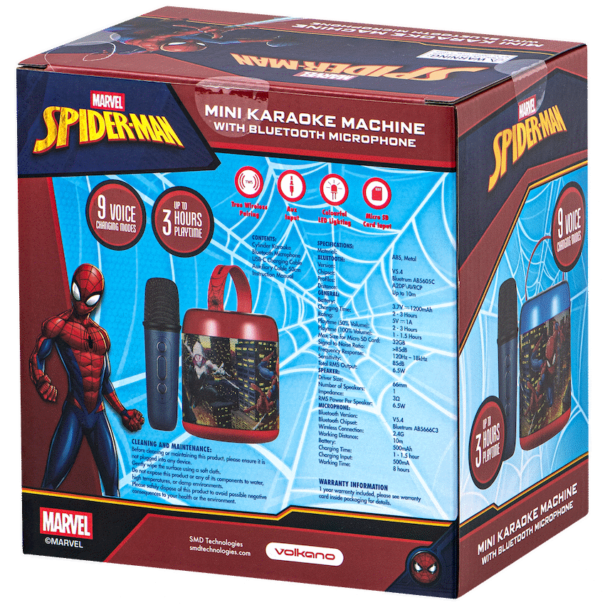 Marvel Spider-Man Cylinder Karaoke Speaker with Bluetooth Microphone - image 4
