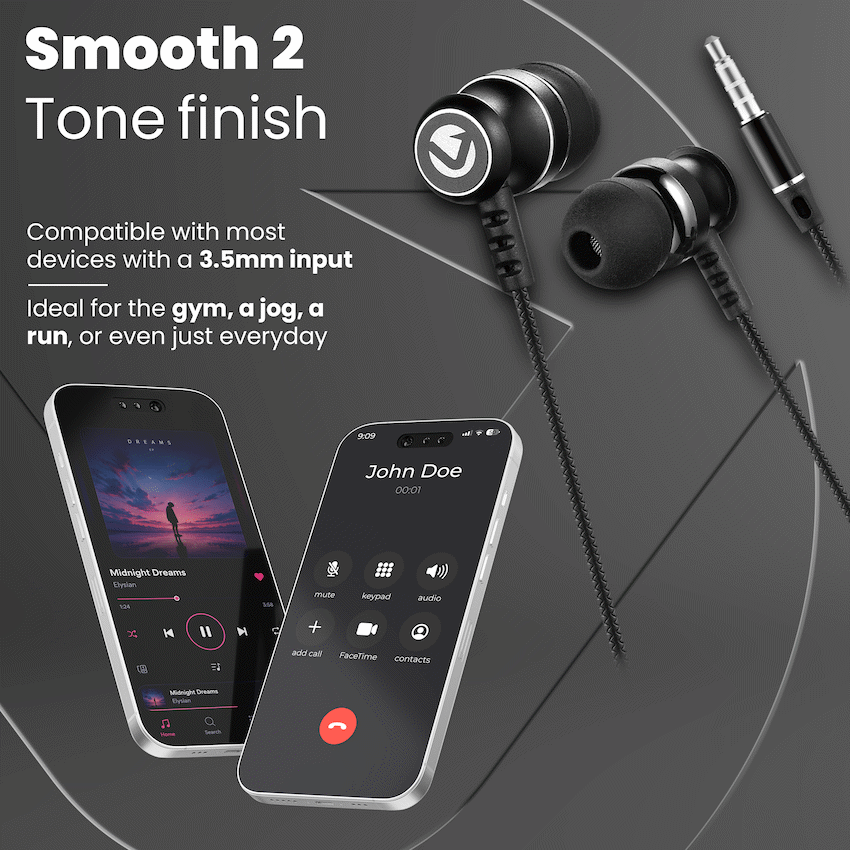 Volkano Earphones with Mic - STANNIC SERIES - Black - image 4