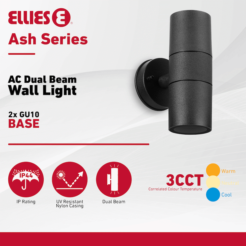 Ellies Ash Series AC dual beam wall light - Nylon Carbon Fiber - GU10 Base- BK - image 4