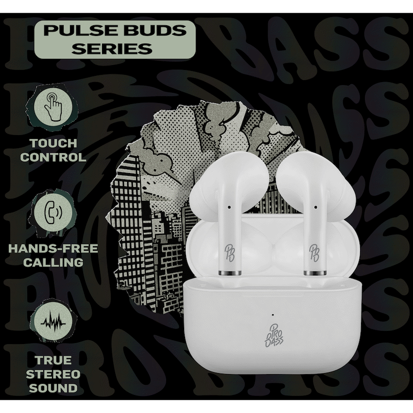 Pro Bass Pulse Buds True Wireless Earphones with Charging Case - White - image 4