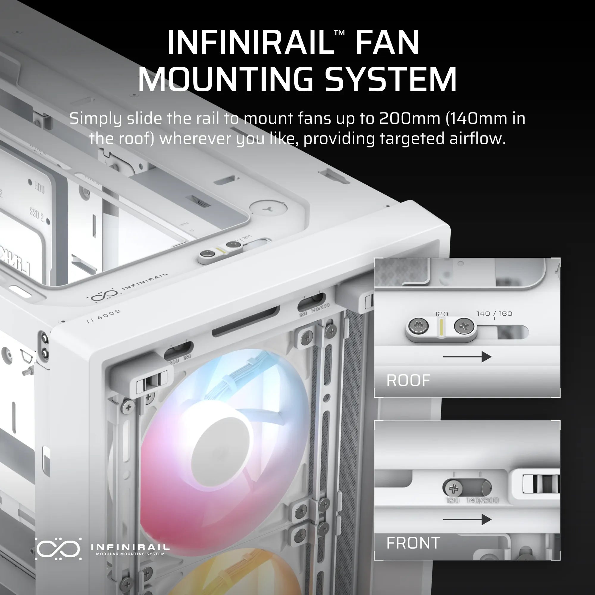 FRAME 4000D RS ARGB White Mid-Tower PC Case; 2x 3.5'' |  2x 2.5'' Drive Bays; Up to 360mm Radiator; 3x RS ARGB PWM Fans; - image 2