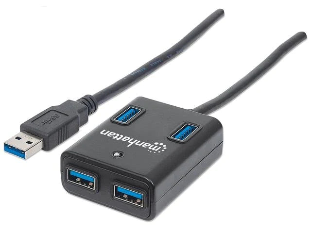 Manhattan 4 Port USB3.0 Hub Black